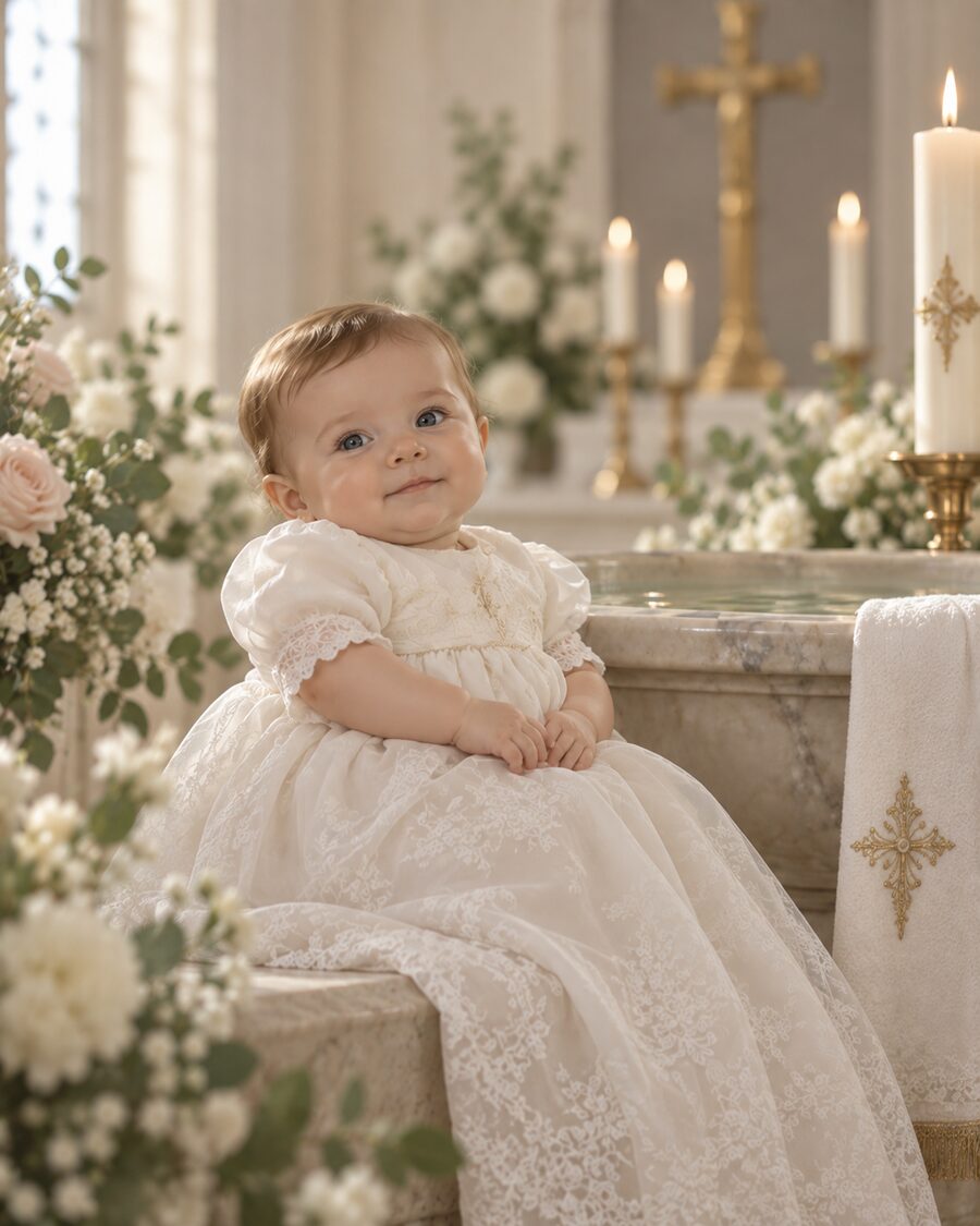 Emilia el día de su bautizo