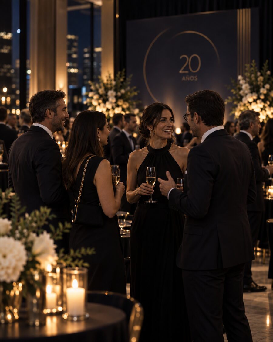 Invitados brindando durante la recepción
