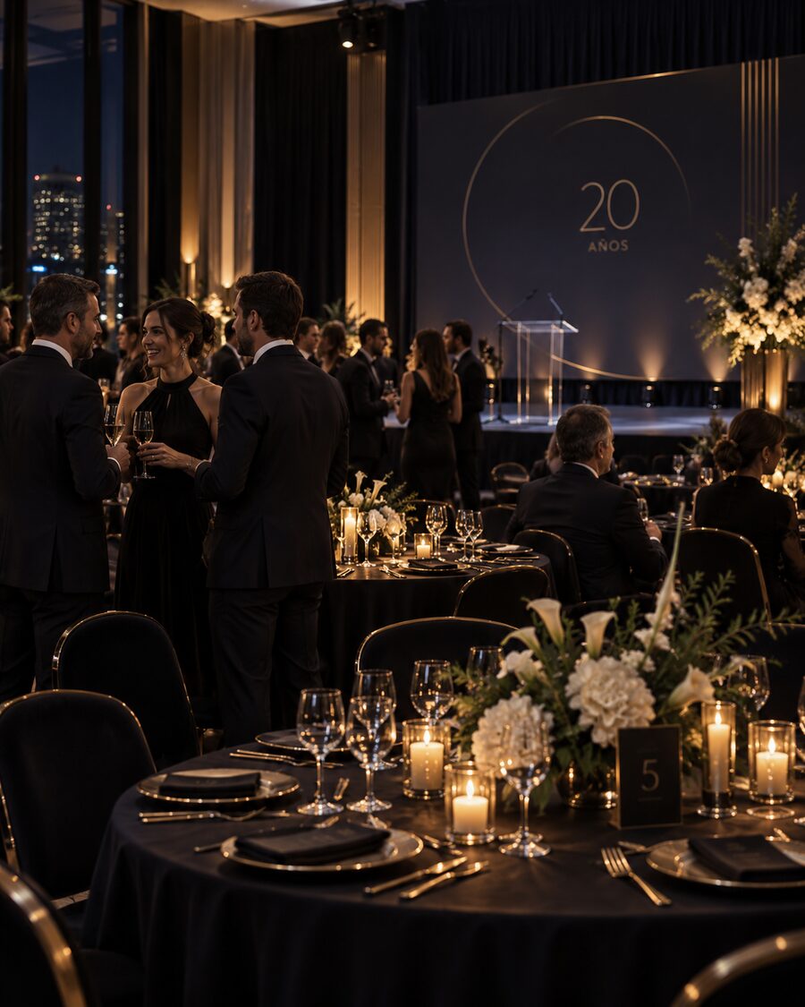 Invitados conversando antes de la cena